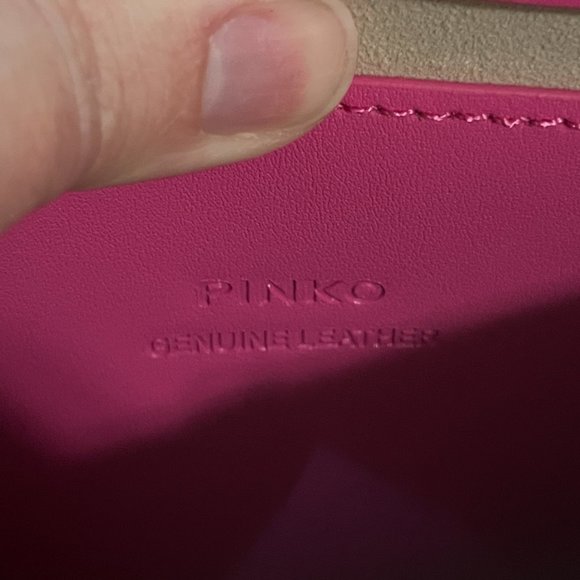 PINKO BNWT Italian Leather Pink Ombre Chevron Love Bag w Bronze Hardware + Birds - Picture 9 of 15